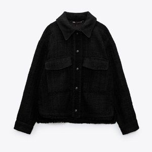 Zara Cropped Textured Weave Jacket